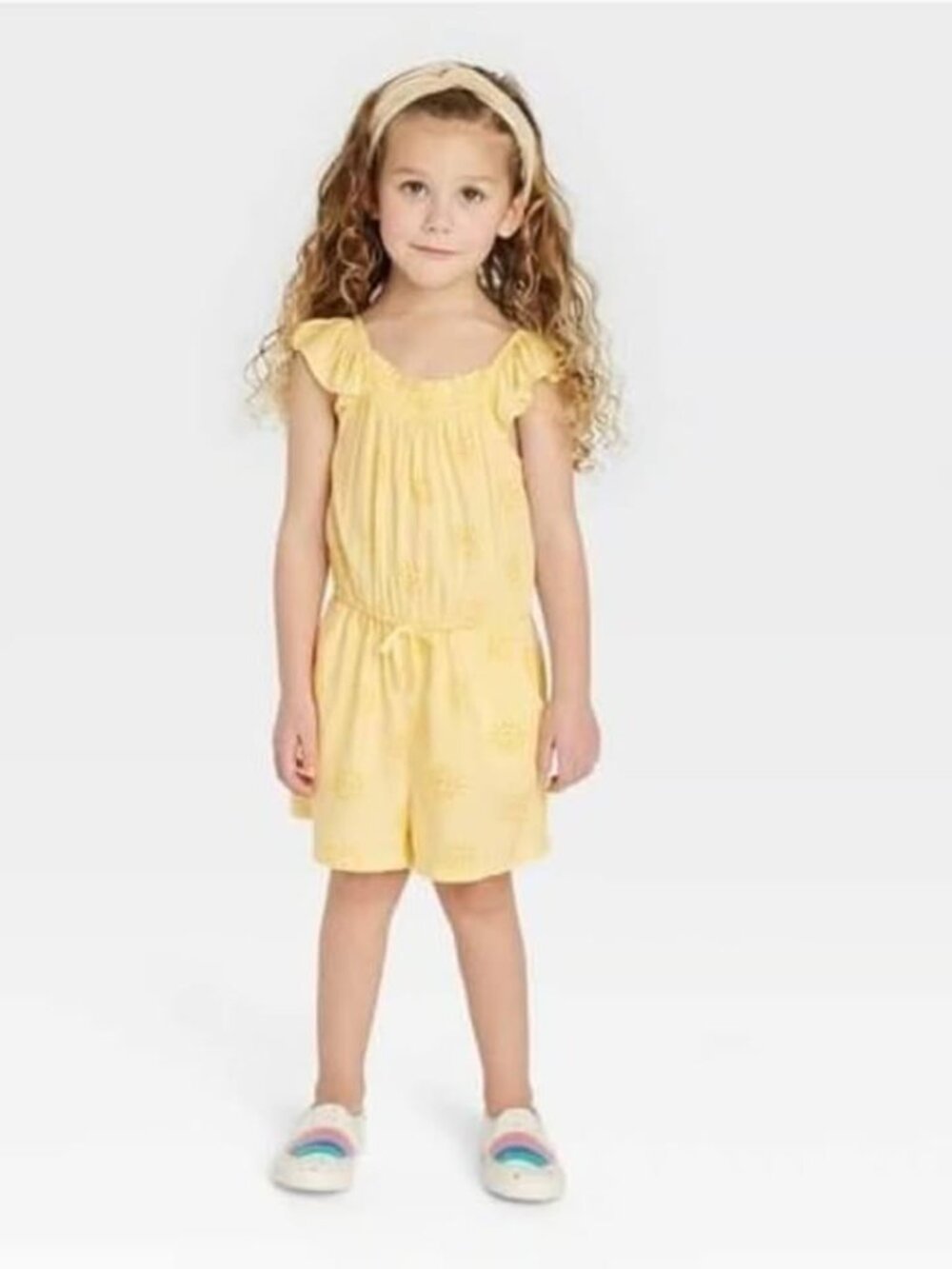 Brand New with Tags Cat & Jack Toddler Girls' Sun Romper - Yellow 4t.